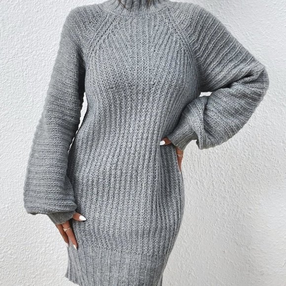 Grey Womens Sweater Dress - Picture 3 of 6